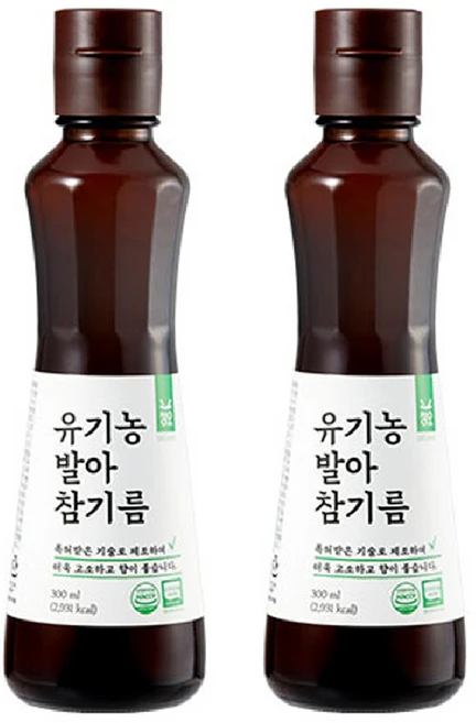 청오 유기농 발아 참기름 300ml 저온압착참기름 통참깨참기름100% 고소한, 2개 - 쿠팡