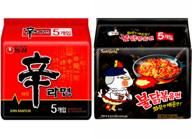 농심 신라면 120g + 삼양 불닭볶음면 화끈한매운맛 140g 5개 세트, 10개