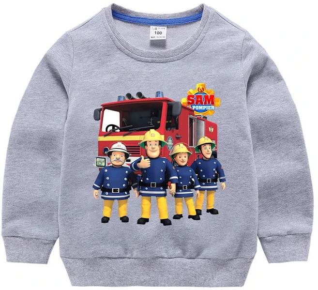 어린이 소방관 샘 스웨터 봄과 가을 새로운 100% 면 아동복 소년 캐주얼 만화 긴팔 스웨터 소년, 04 80(18M), 03 color 5