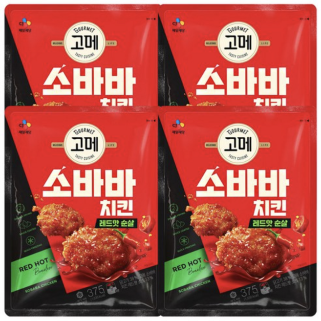 CJ 고메 소바바치킨 레드핫 순살, 4개