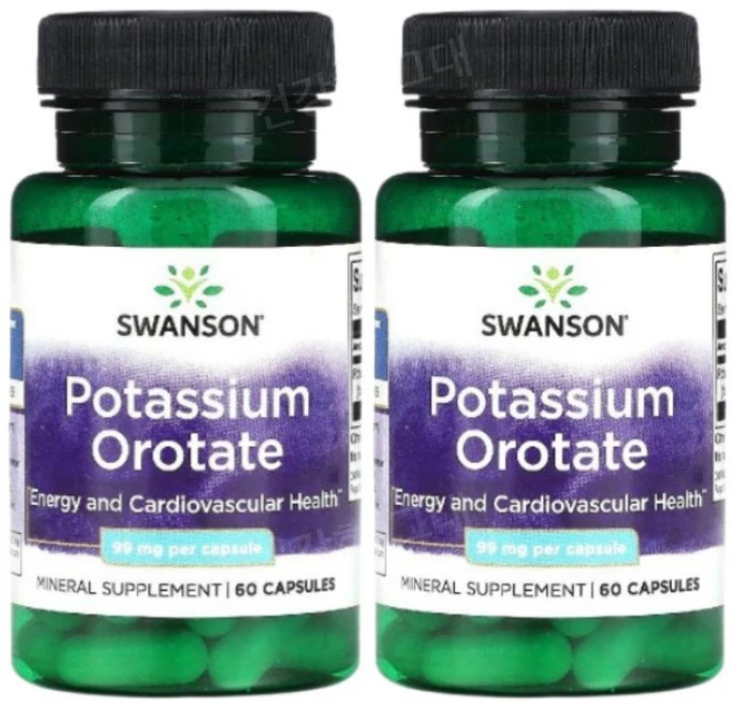 스완슨 칼륨 포타슘 오로테이트 60캡슐 2개 Potassium Orotate, 60정 - 쿠팡