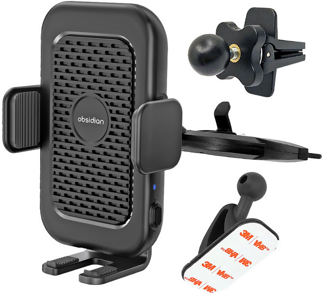 옵시디언 차량용 CD슬롯 핸드폰 쿨링팬 고속 무선충전 거치대 듀얼코일 갤럭시 아이폰 Z플립 CT-W18+CT-H20