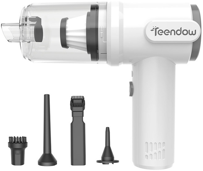 틴도우 무선 차량용 진공 미니 청소기 초경량 무선 핸디 청소기 4 in 1, ATJ-2466, 화이트