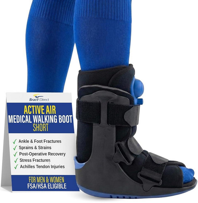Brace Direct ActivAir 디럭스 쇼트 워킹 부츠 L4361 - 발목 고정 수술 후 회복 및 골절 지원을 위한 경량 공압 에어 워커, XS, 1