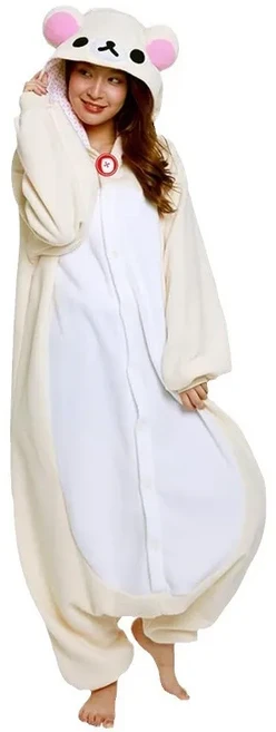 Kawaii Rilakkuma Kigurumi Bear Sister 성인 애니메이션 점프 슈트 잠옷 귀여운 만화 캐릭터 주변 장치