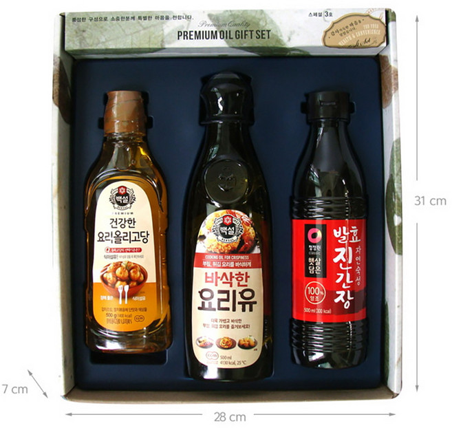 추석 설 명절식용류선물세트 진간장 올리고당 백설요리유 3종 단체선물용, 1개, 500ml