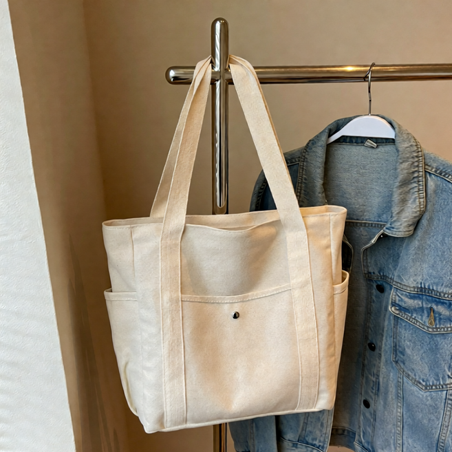 스마일리 데일리 캔버스 에코백 숄더백 수납 학생 직장인 보조 가방