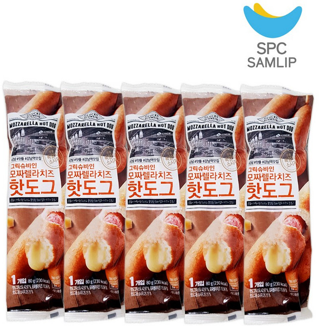 삼립 그릭슈바인 모짜렐라 치즈핫도그, 90g, 5개