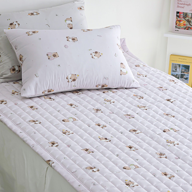 품에침장 귀여운 카피바라 텐셀 모달 100% 침대패드 [국내산], 핑크