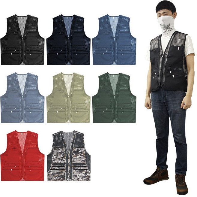 소확행몰 국산 고급 망사 조끼 쿨 메쉬 퀵 배달 등산 낚시 여름 작업용 주머니
