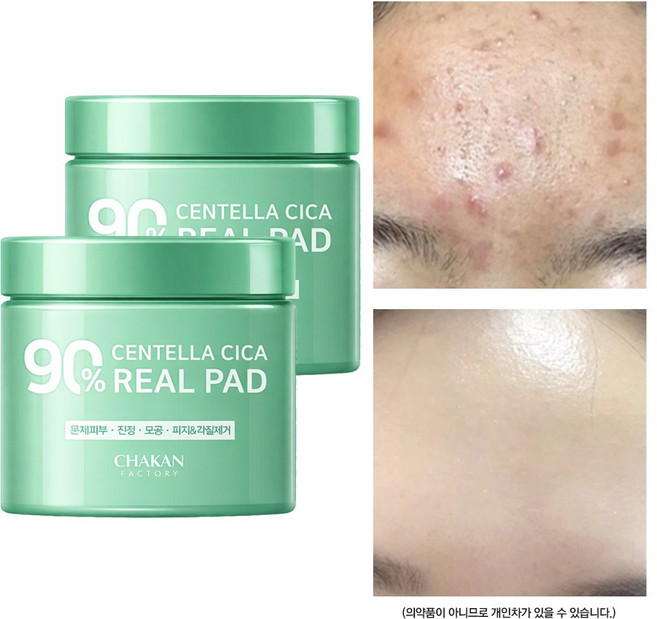 착한팩토리 트러블 모공 진정 각질 피지 센텔라시카 90% 리얼 토너패드, 70매입, 2개