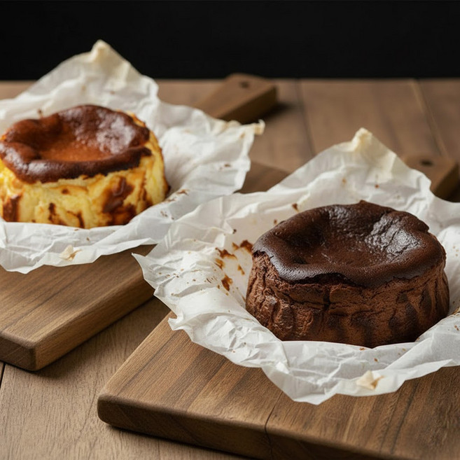 바스크 프리미엄 치즈케이크 플레인1개 +초코1개, 단품, 단품