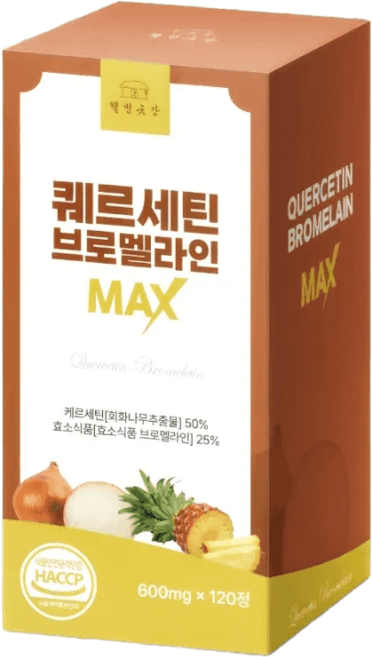 웰빙곳간 퀘르세틴 브로멜라인 MAX 회화나무추출물 효소 고함량 18000mg, 1개, 120정