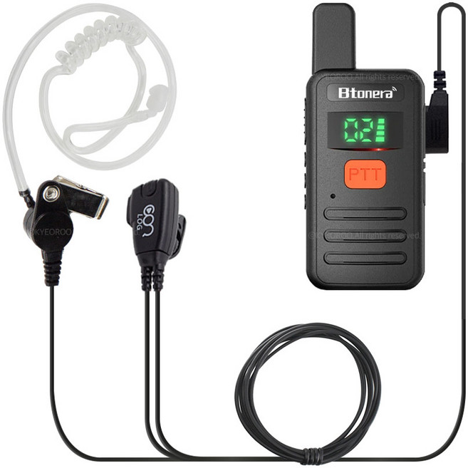 Btonera T1 미니 워키토키 무전기용 이어폰 로그 이어마이크 인이어 리시버 켄우드2핀