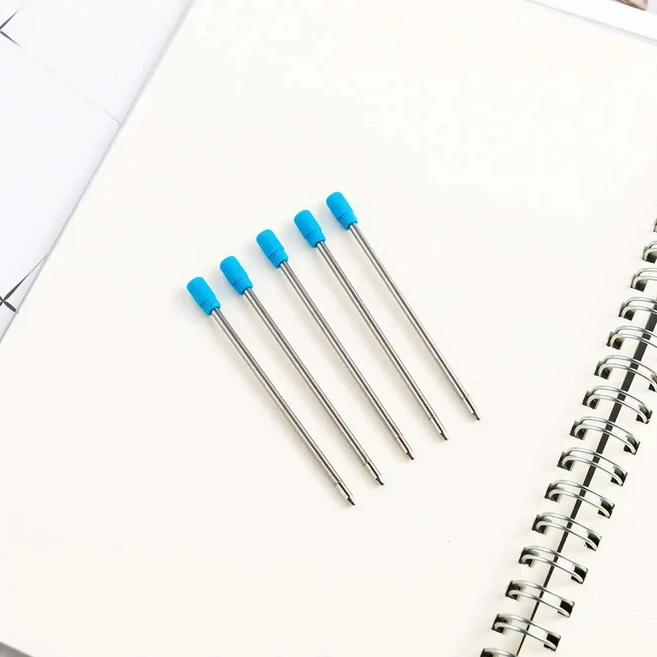 표준 70mm 5 개/몫 1.0mm 금속 Rystal 펜 젤 펜 쓰기 리필 Officel 지 선물 블루/블랙 잉크, [01] Ink Blue