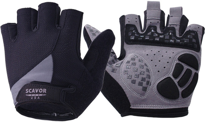 SCAVOR 엄지보호 쿨메쉬 낚시 자전거 헬스 반장갑, 블랙, 1개