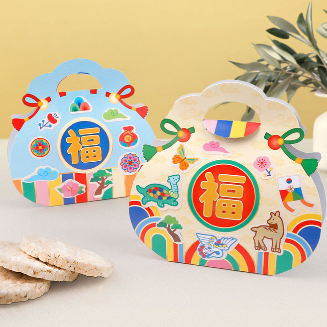 미술샘 DIY 귀여운 복주머니 스티커 가방, 1인용 개별포장