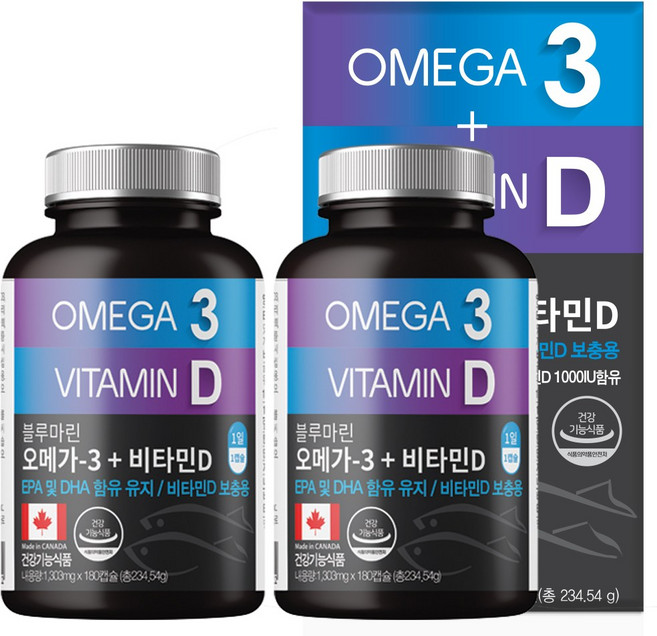힐링팩토리 블루마린 오메가3 비타민D, 180정, 2개