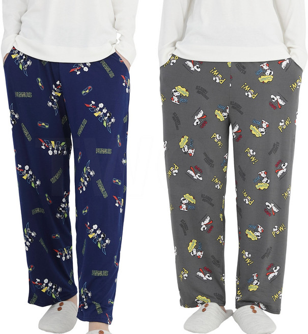 투와이 스누피 남녀공용 피치 바지 2장 세트 PC188S (잠옷/파자마/홈웨어)