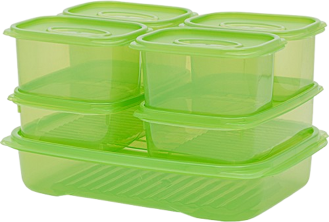 맥스앤맥스 항균 그린 제올라이트 밀폐용기 신선용기, 500ml(4P)+900ml(2P)+1800ml(1P), 7세트