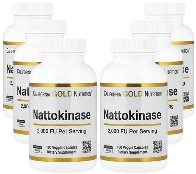 캘리포니아 골드 뉴트리션 나토키나제 2 000FU 식물성 캡슐 180정, 6개 - 쿠팡