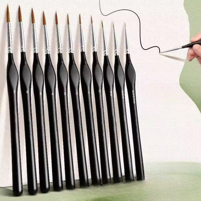 납작 세필붓 11종세트 다용도 미술 피규어 미니어처 네일아트 세밀화 채색 브러쉬, 1세트, 소(00000-7)