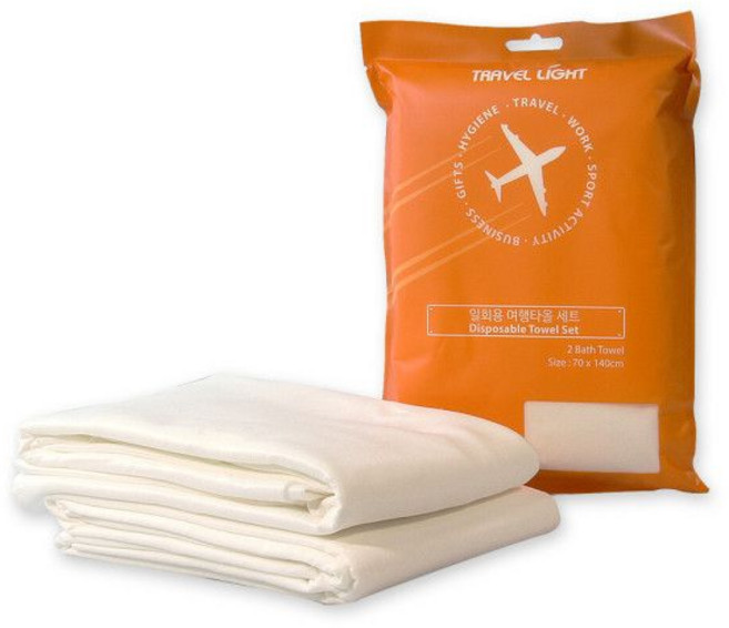 TL 일회용 순면타올 2개1세트. 휴대용 대형수건 샤워타올 일회용타올 일회용타월 비치타올 트래블라이트, 단품