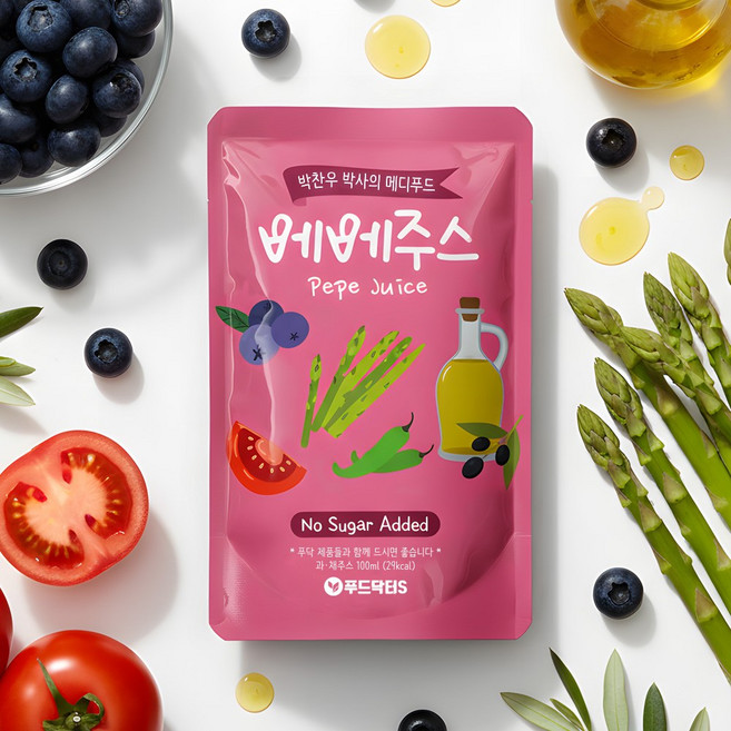 푸닥 빼빼주스 100ml 30팩 클렌즈주스 빼빼쥬스 ABC주스 스무디 베베주스, 30개