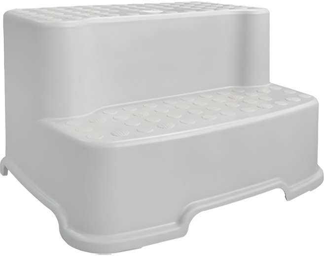 버드시아 논슬립 와이드 도트형 2단 유아 디딤대, 그레이, 1개