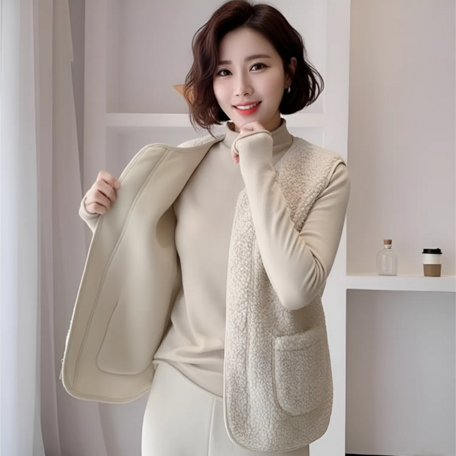 유아이 여성 후리스 지퍼조끼 뽀글이 양털