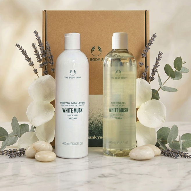 더바디샵 화이트 머스크 대용량 400ML 선물세트 샤워젤+바디로션 [선물포장], 1세트
