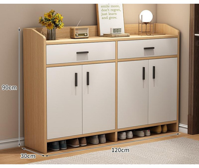 Tixpra 아파트 원룸 신발장 현관 수납장 다용도 콘솔, 4단, 오크화이트 120CM