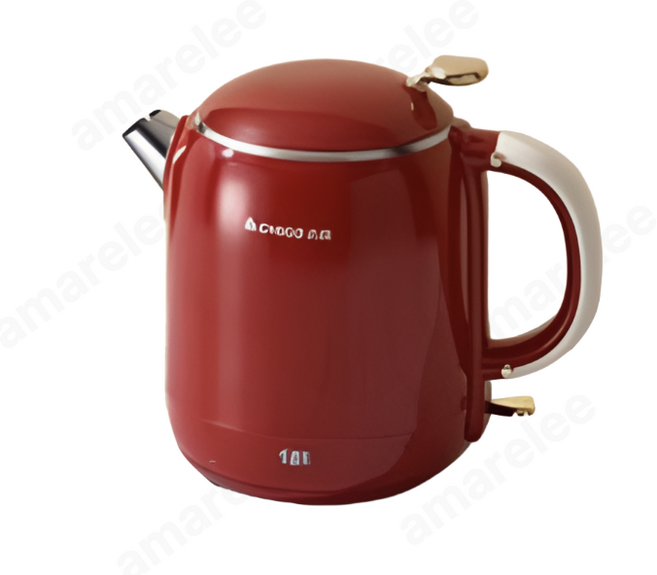 amarelee 무선 전기포트 대용량 1리터 스텐 소재 보온 기능 가정용 드립 커피 핸드드립 주전자 레트로 스타일 온도 조절 가능 차주전자, 복고풍 레드 - 표준 모델