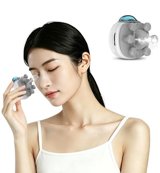 Leeko 미니 눈 마사지기 2IN1 진동 공기압 미스트 눈 보습 세척기, 화이트, L401