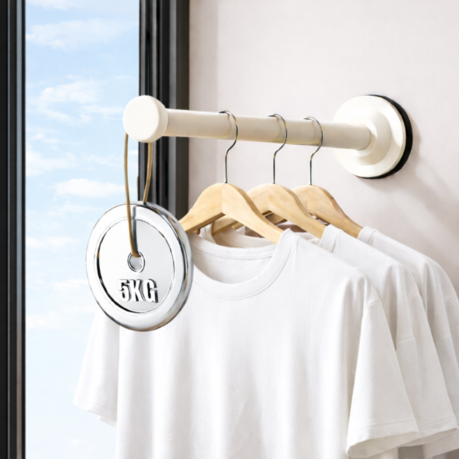 아즈몰 무타공 접이식 옷걸이 행거 후크걸이 흡착식 거치대 2p, 1개, 화이트