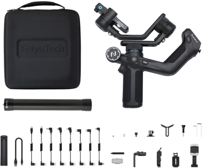 FeiyuTech SCORP Mini 2 키트 3 축 핸드헬드 미러리스 카메라 액션 카메라 스마트폰 AI 추적기 마그네틱 필 하중 1.2kg, 02 Black Kit, 1개