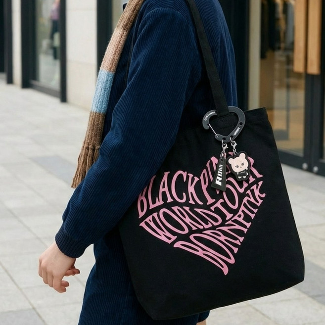 블랙핑크 에코백 점프 캐릭터 키링 제니 리사 로제 지수 보조가방 굿즈