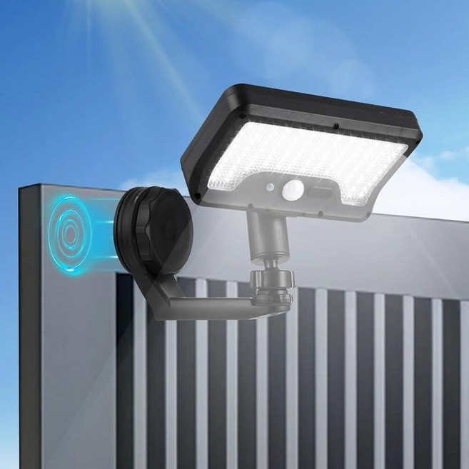 OMISTAR 금속 gipping 야외 태양광 조명 92 LED 모션 센서 태양열 벽 램프 IP65 방수 발코니 파티오 보안 조절 가능한 마운트 펜스 RV 조명