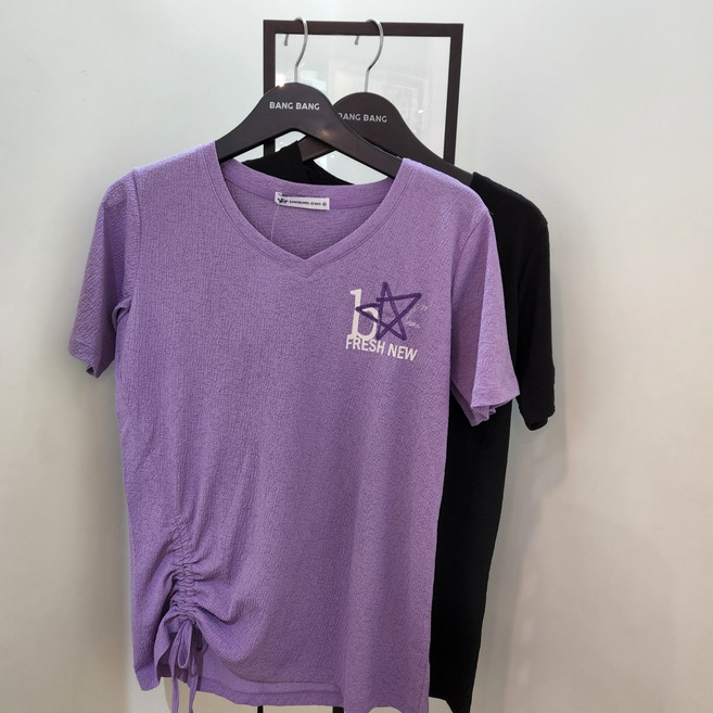 뱅뱅 NC경산점 여름신상 초대박할인!! 여성 브이넥 레터링 반팔 티셔츠 NTI363