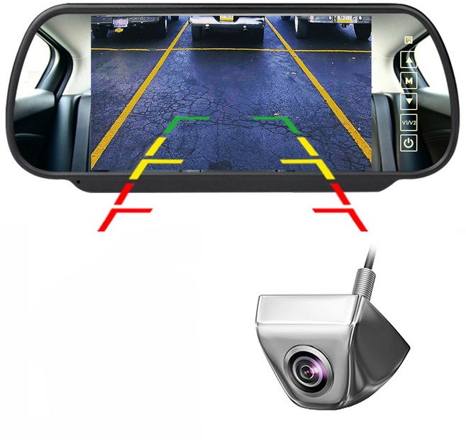 카메라+모니터 화물차용 7인치 룸미러 후방카메라 풀세트, 크롬 카메라, 6M(기본/일반 승용차)