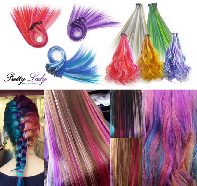 프리티레이디 컬러 포인트 브릿지 1핀 헤어틴셀 헤어컬러링 똑딱이 붙임머리 옴브레 투톤 발레아쥬, W08.체리핑크, 웨이브, 1개