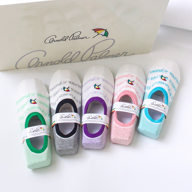 아놀드파마 여성 덧신 5족세트 알파벳 여자덧신 논슬립 안벗겨지는 실리콘 페이크삭스 덧버선 단화양말
