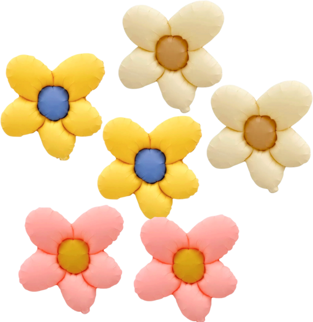 파티에진심인사람들 무광 꽃 풍선 6p 세트 생일파티 풍선세트 감성데코, 1개, 크림2p,핑크2p,옐로우2p