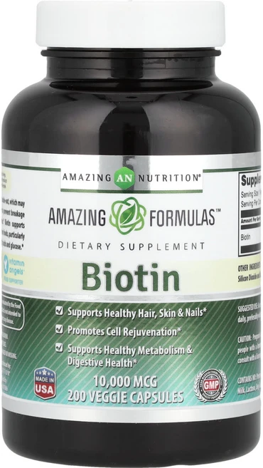 Amazing Nutrition 비오틴 10000mcg 베지 캡슐 200정, AmazingNutrition비오틴10000mcg베지캡, 1개 - 쿠팡
