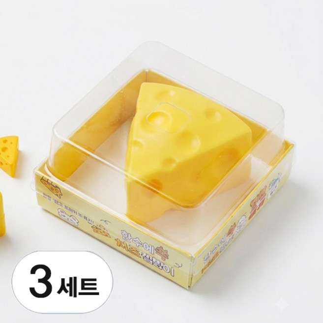 한손 치즈 슬랑이 빠작빠작 크런치 스퀴시 말랑이, 옐로우, 80g, 3개