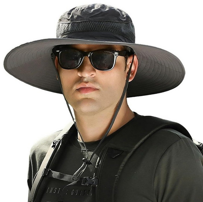 XXL Sun Hats for Big Head Wide Brim Bucket Hats for Men Waterproof Sun Hat for Fishing Hiking Beac, Dark Grey
