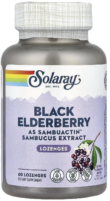 솔라레이 엘더베리 블랙 삼부커스 Black Elderberry 사탕 로젠즈 60정, 1 - 쿠팡