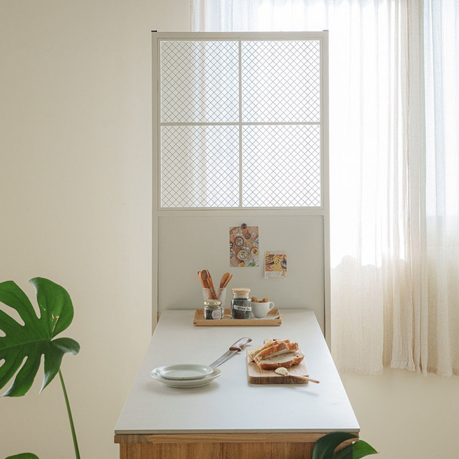 레트로하우스 틴우드 유리 철제파티션 600 (스탠드), 화이트