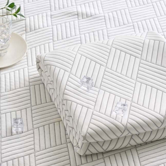 25년제조 (국산)100% 듀라론 쿨 냉감 패드/ 휴비스 정품 원단 쿨매트 여름 아이스 침대 패드, 화이트 브릭