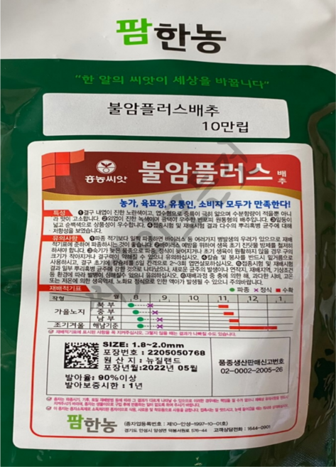 불암플러스 배추 씨앗 10만립 가을김장 맛있는 청방배추 대포장 김치공장선호품종, 1개